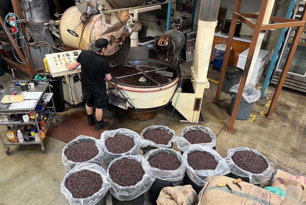 California Coffee Roaster John Weaver at Weaver's Coffee & Tea Roastery.