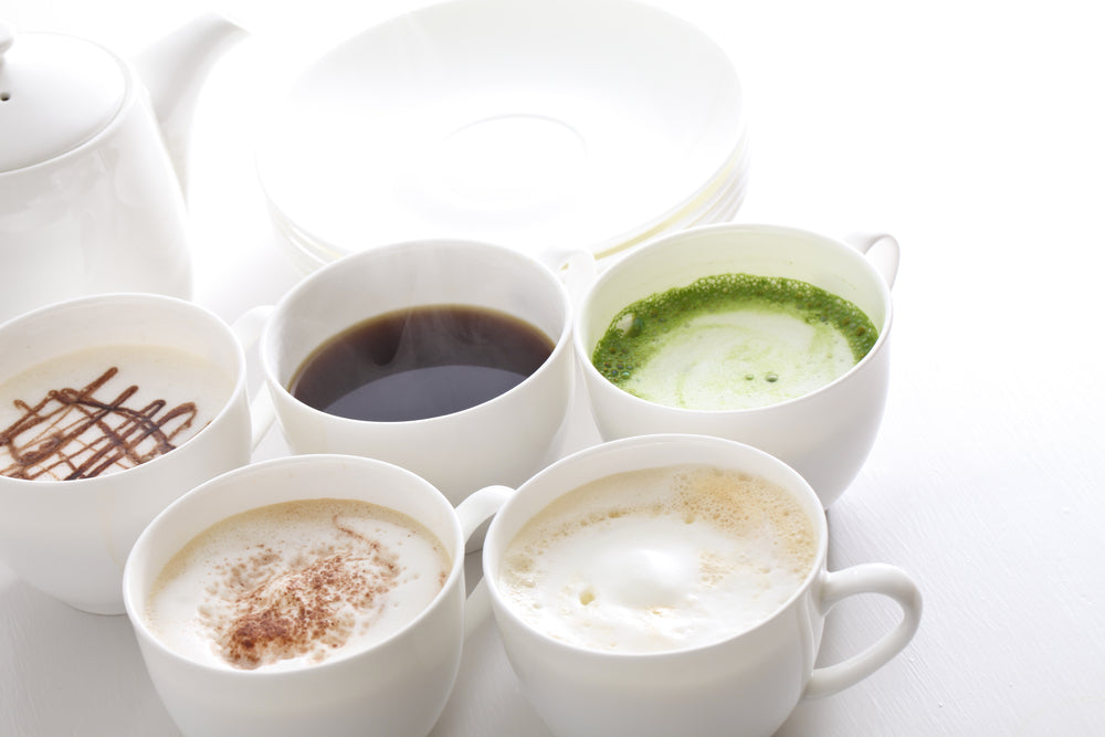 Coffee drink recipes featuring lattes, mochas, cappuccinos.