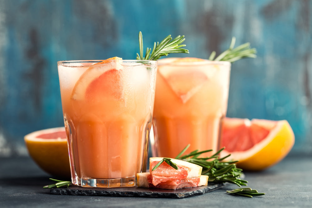 Rosemary Coffee Fizz mocktail, refreshing drink with ice.