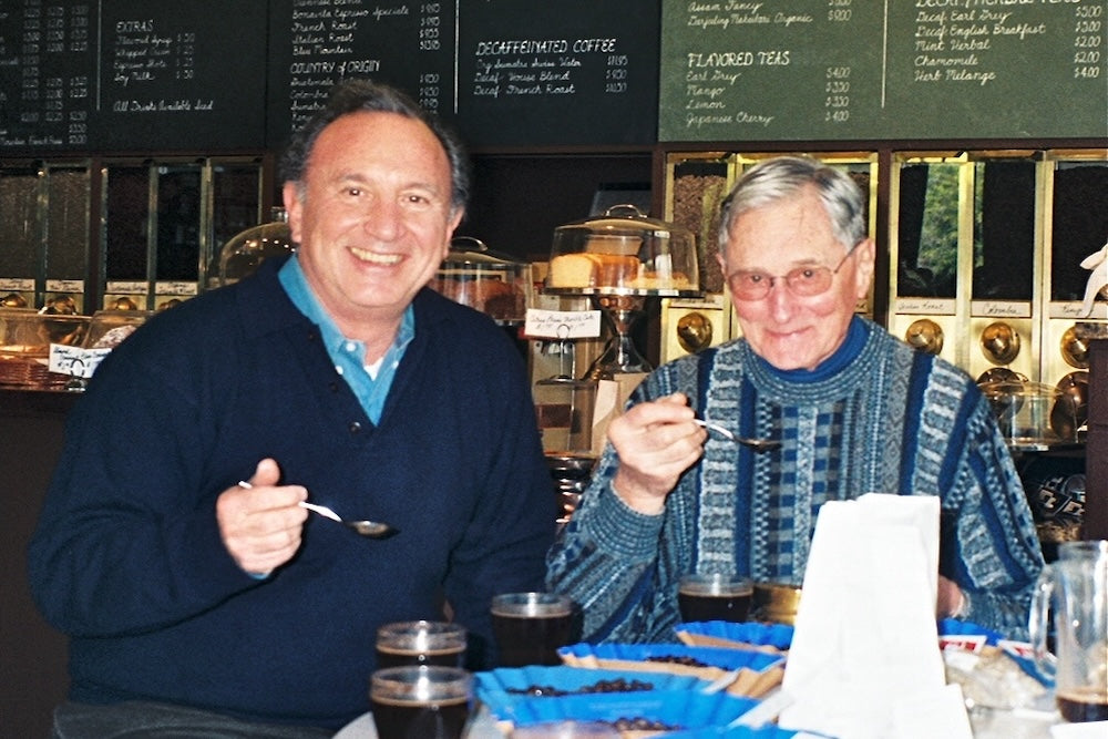 Sal Bonavita and Alfred Peet Cupping Coffee at Peet's Coffee in 1980.