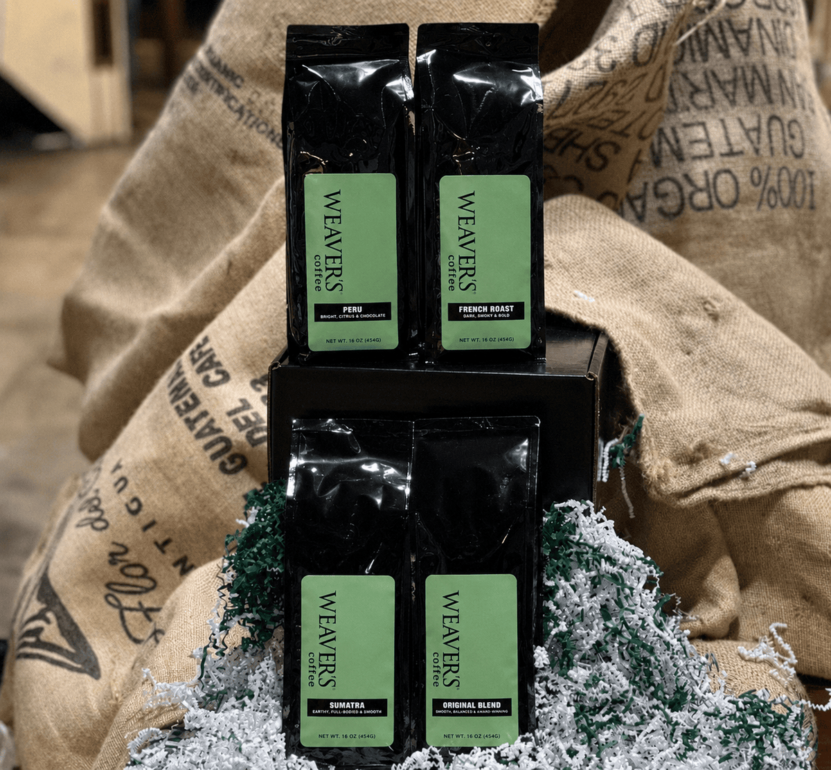 weaverscoffee.com Premium Coffee Gift Box – Curated Set of Four Hand-Roasted Coffees